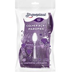COLHER ACAI MAROMBA ROXA STRAWPLAST 50UN