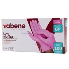 LUVA NITRILICA ROSA M VABENE C/100UN