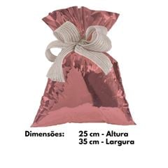 SACO PRESENTE METALIZADO LISO ROSE GOLD 25X35 PCT C/ 50UN LUCKYFEST