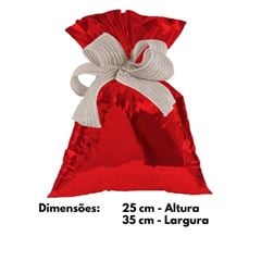 SACO PRESENTE METALIZADO LISO VERMELHO 25X35 PCT C/ 50UN LUCKYFEST