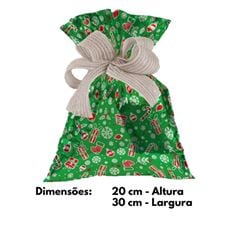 SACO PRESENTE METALIZADO NATALE VERDE 20X30 PCT C/ 50UN LUCKYFEST