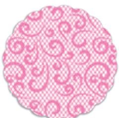 FUNDO PARA DOCES TULE BORDADO ROSA CHICLETE N. 07 (FARDO COM 50 PCTS)
