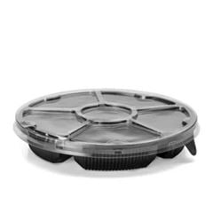 D550 BANDEJA PARA PETISCO C 5 DIVISORIA BASE E TAMPA CRISTAL 1000ML