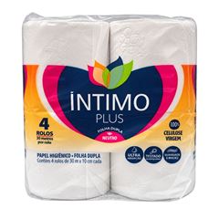 PAPEL HIGIENICO 100% CELULOSE INTIMO PLUS 4X30M