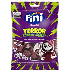 BALA GELATINA REGALIZ TERROR MORANGO E LIMAO ACIDO FINI 80G