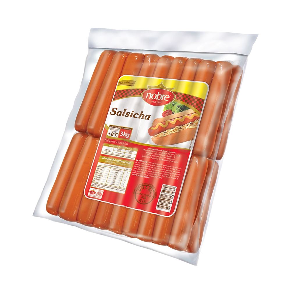 SALSICHA CONGELADA NOBRE PACOTE 3KG | Fortali Distribuidora de ...