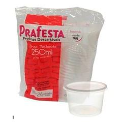 POTE VERMELHO COM TAMPA 250ML PRAFESTA PACOTE 24UN